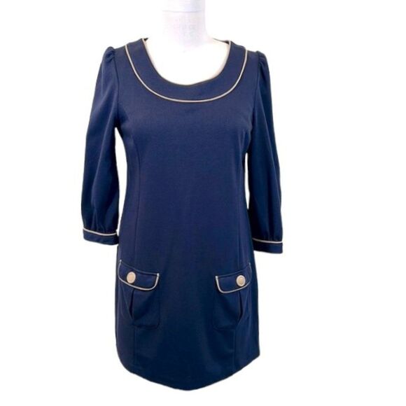 Next Navy Blue Dress Size10 (UK 14) Retro Style Shift - Picture 2 of 14